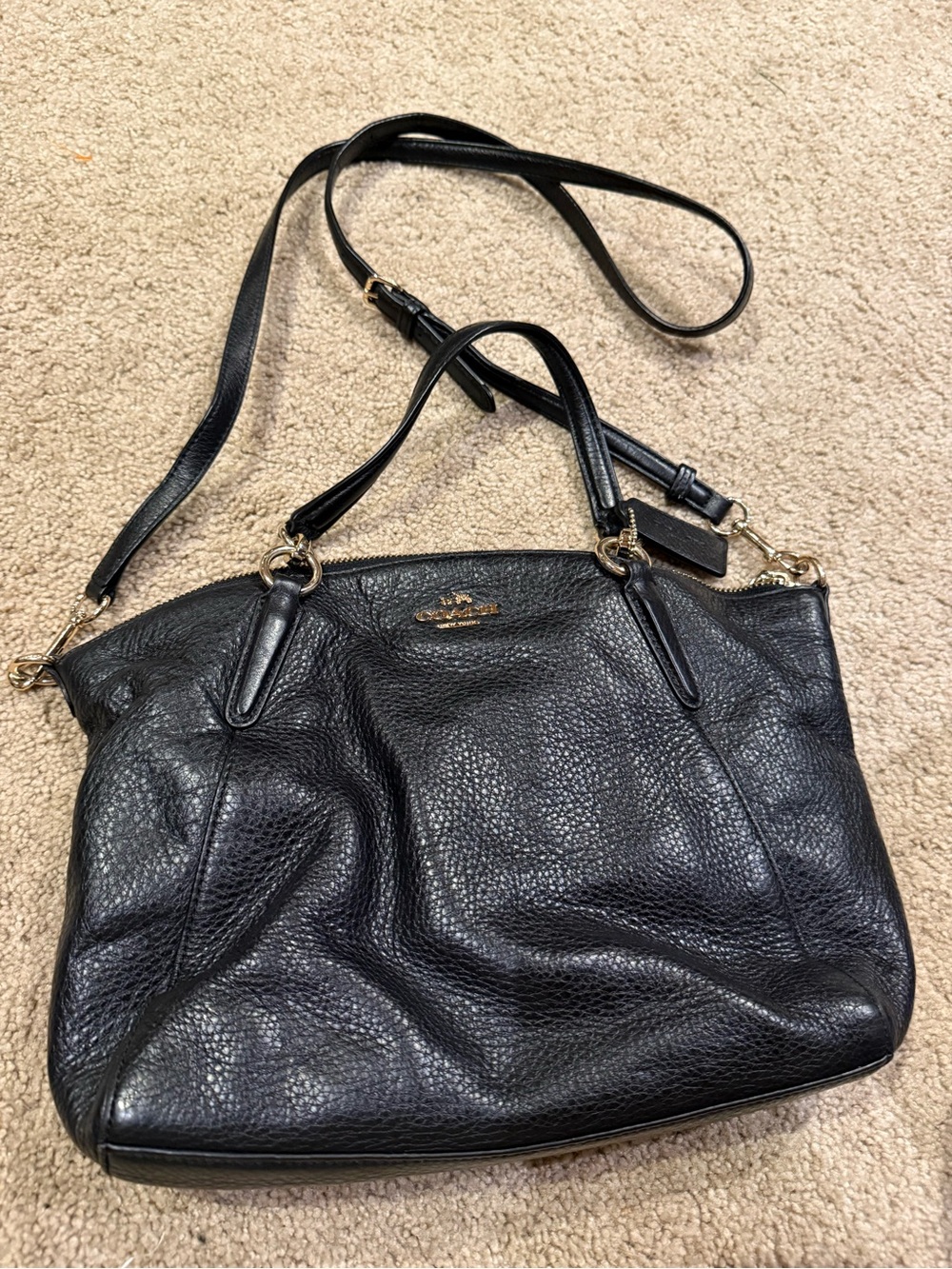 Coach Black Pebbled Leather Small Kelsey Satchel Crossbody F36675